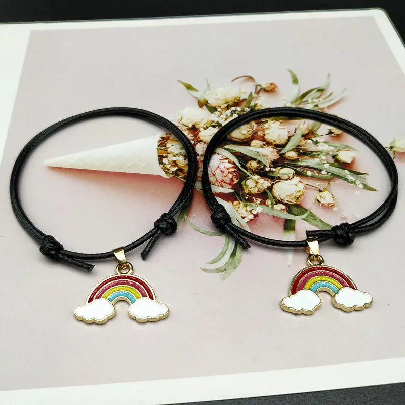2 шт./лот веревочный браслет для друзей регулируемый Радужный дизайн модные