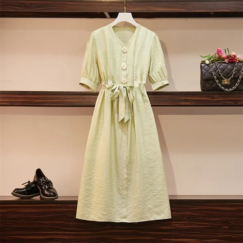 Модное платье с бантом в Корейском стиле летние однобортные женские