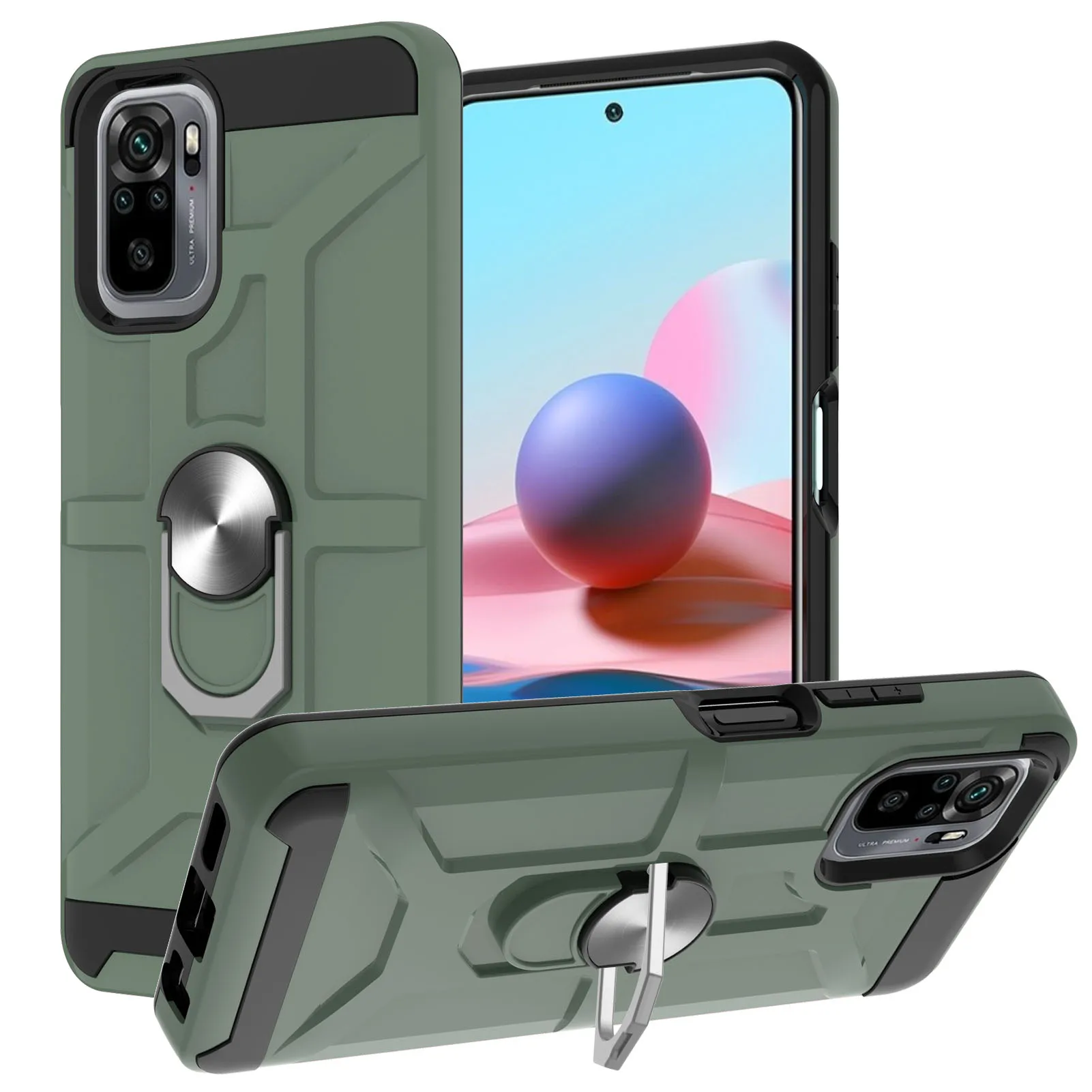 

Fashion Armor Rugged ShockproofvProtection Phone Case For Xiaomi Redmi POCO X3 Pro NFC Note 10S 10 Car Magnetic Kickstand Cover