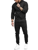 mens new fitness hoodie fashion casual pullover hooded outdoor sports jogging pants 2 piece set male suit size m xxxl