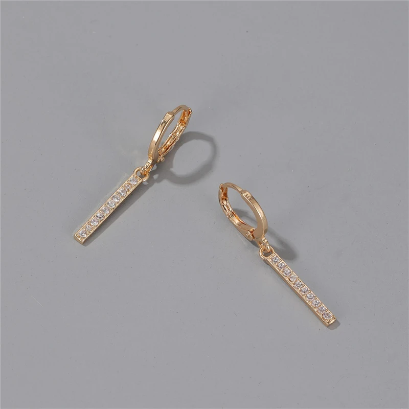 

Luokey High Class Gold Color Women Hanging Dangle Earrings Simple Long Rhinestone Minimalist Jewelry Female Luxury Wedding Gifts