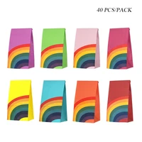 40pcs kraft paper rainbow food packaging bags stand up candy gift pouch kawaii candy packaging bag bakery gift wrapping