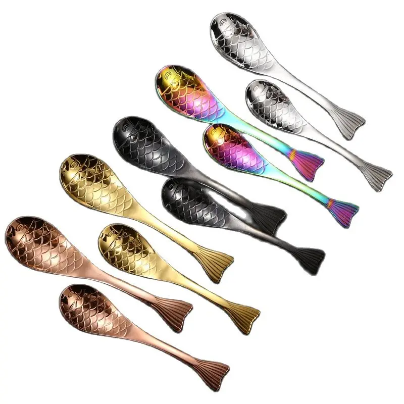 

Fish Spoon Stainless Steel Spoon Creative Fish Spoon Dessert Spoon Stirring Spoon Fish Tail Mermaid Spoon Eco Friendly
