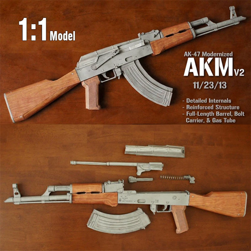 Масштаб 1:1 87 см модель оружия AKM AK47 бумажная игрушка сделай сам 3D карточка военная