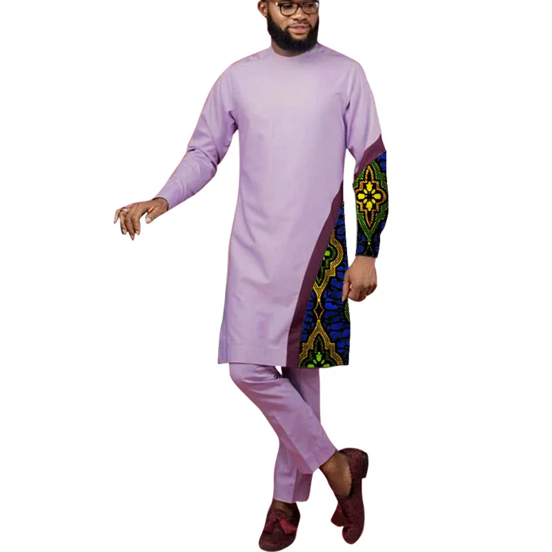 Рубашка Taro Мужская в стиле пэчворк с однотонными брюками Модный хлопковый топ