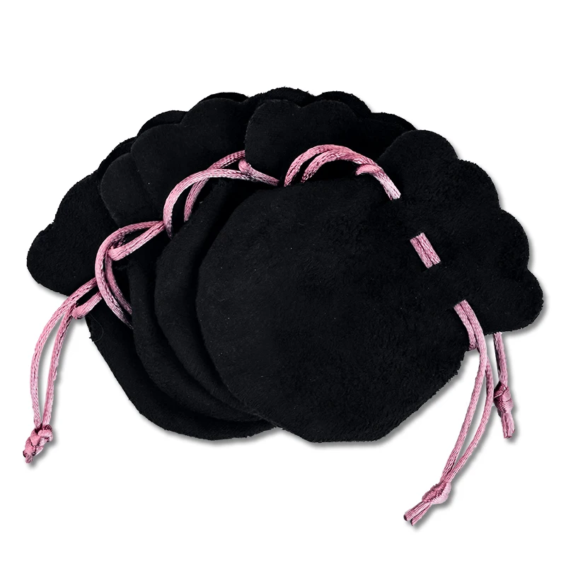GPY-Bolsa de franela de cinta rosa para abalorios, pendientes, collar, organizador de joyas, embalaje, Joyero, regalo