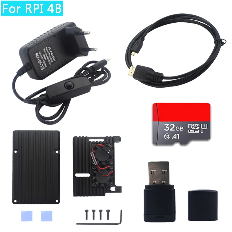 Корпус Raspberry Pi 4 из алюминиевого сплава с двойным вентилятором кабель HDMI 1 5 м