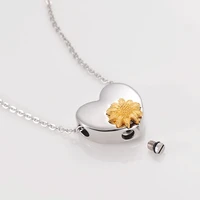stainless steel cremation jewelry for ashes memorial jewelry daisy sunflower pendant keepsake urn necklace waterproof