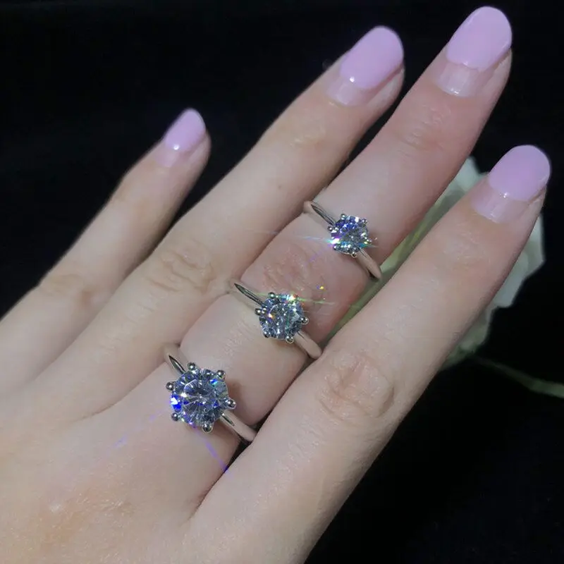 Tiffany С сертификатом роскошный Пасьянс Moissanite кольцо обручальное одноцветное PT950