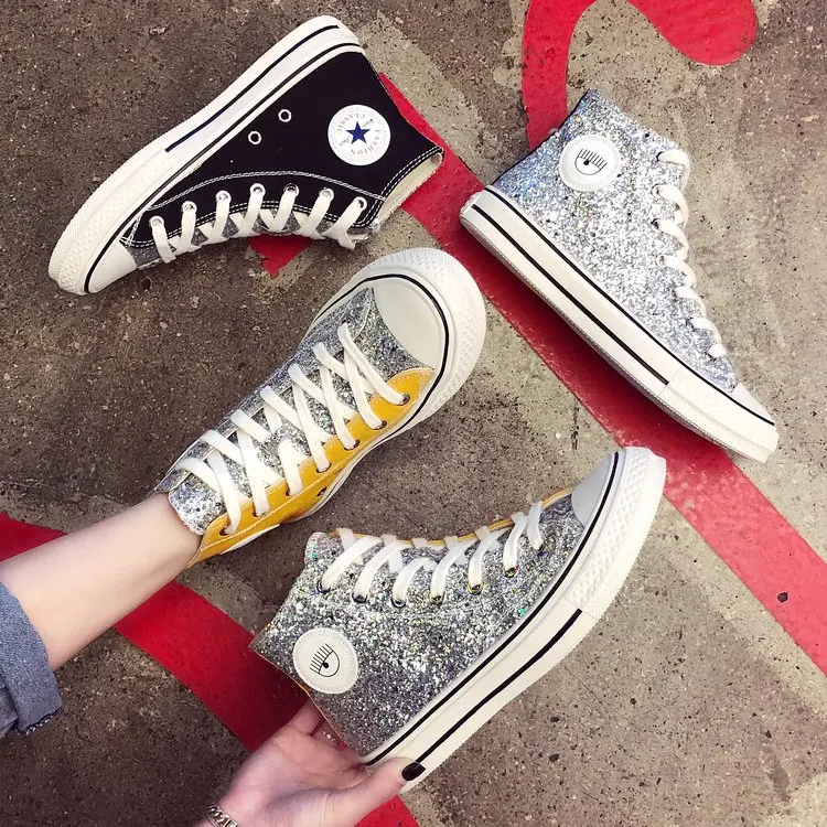 Женские Модные холщовые шнурки на шнуровке; Zapatillas; прогулочные женские туфли на плоской подошве; повседневные туфли с блестками; C125