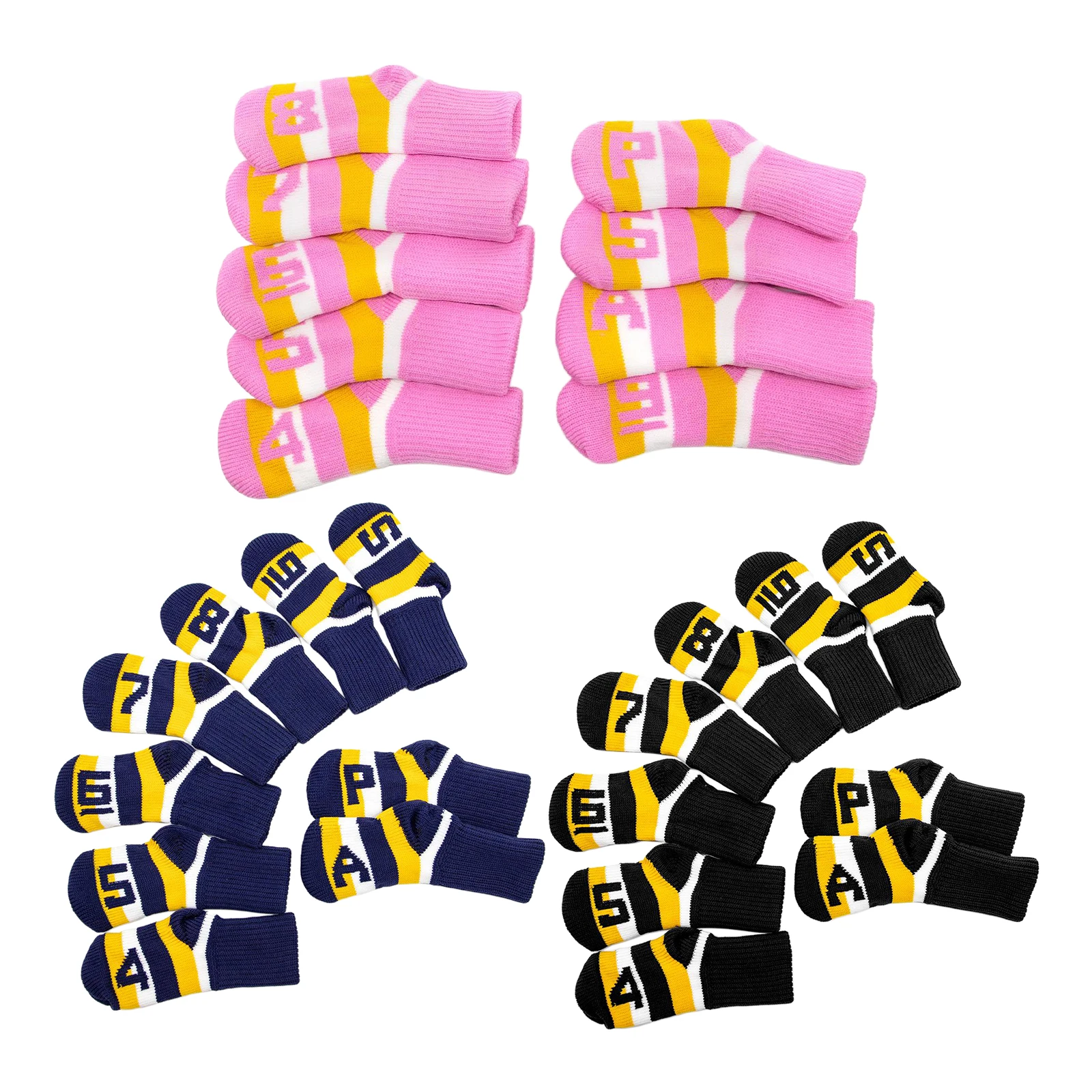 

9cs/set Golf Club Head Covers Wedge Iron Protective Iron Covers Elastic Knit Socks