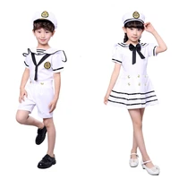 90 170cm kids costumes for navy sailor uniform halloween cosplay girls party performance boys marines fleet clothing with hat