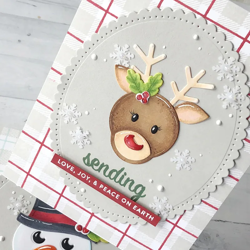 Рождественский Санта снеговик олень дом цветок кружево буквы квадратная рамка