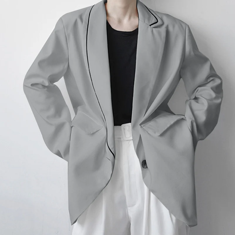 

INCERUN 2021 мужские повседневные рандомные элегантные костюмы с длинным рукавом в уличном стиле мужские однотонные модные тонкие куртки на одн...