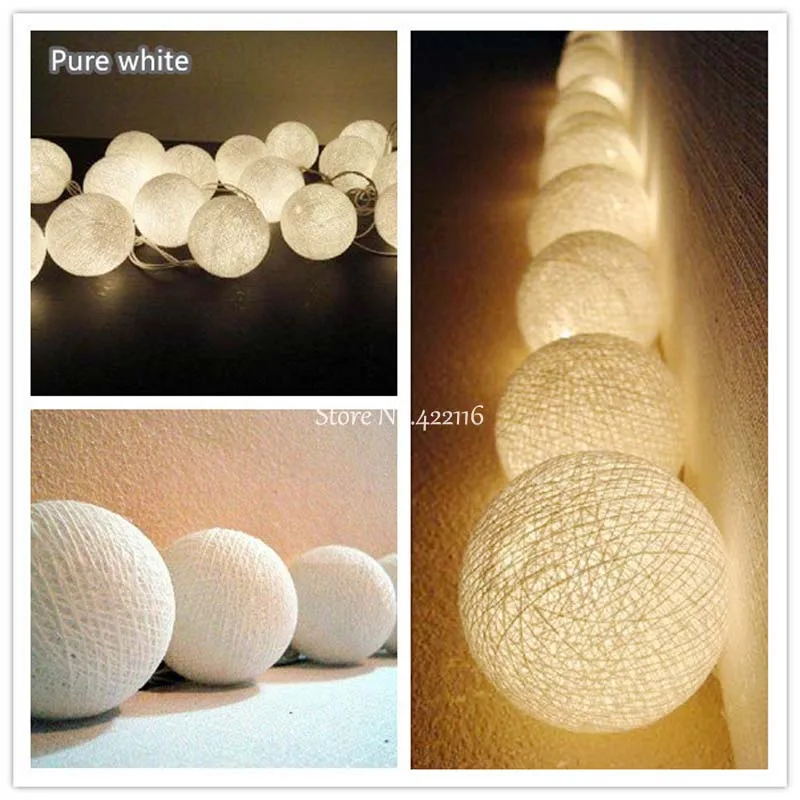 Светодиодная гирлянда с белыми хлопковыми шариками YIMIA 20 шт./компл. сказочные