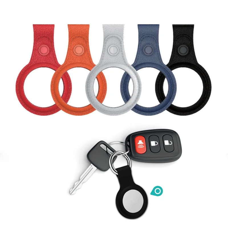 

Airtags Leather Protective Case Keychain Sleeve Locator Anti-lost Device Cover