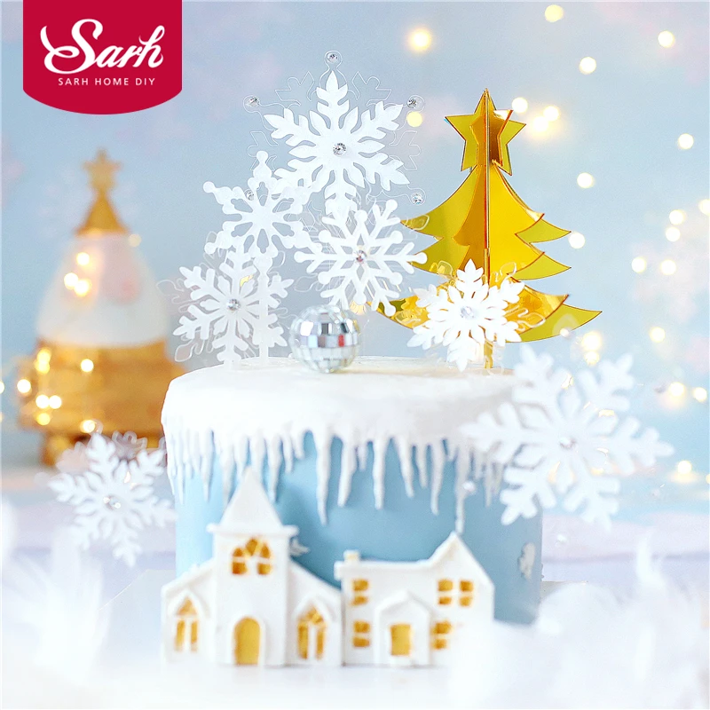 Романтическая коллекция с белыми и серебряными снежинками украшение для торта