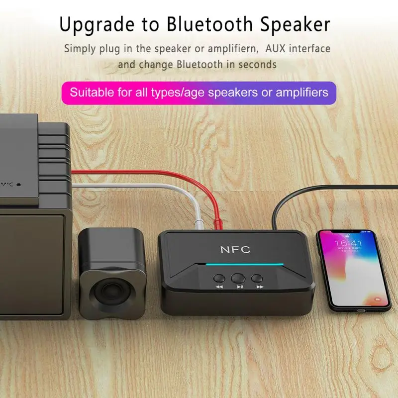 Горячая Распродажа BT200 3 5 мм беспроводной NFC Bluetooth V5.0 приемник наборы адаптер AUX HiFi