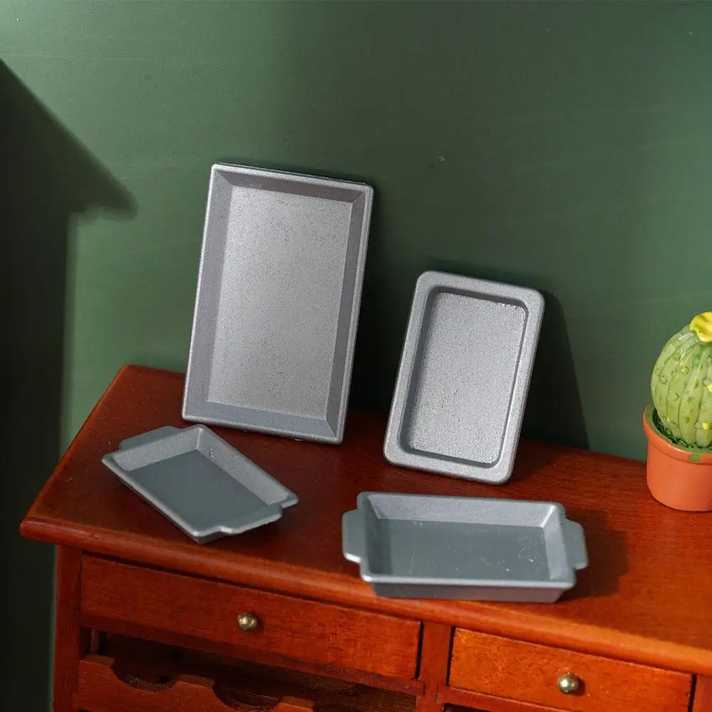 

Mini Metal Plate Food Tray Model Toys For 1/12 Doll House Decoration Simulation Dollhouse Miniature Accessories Pretend Play Toy