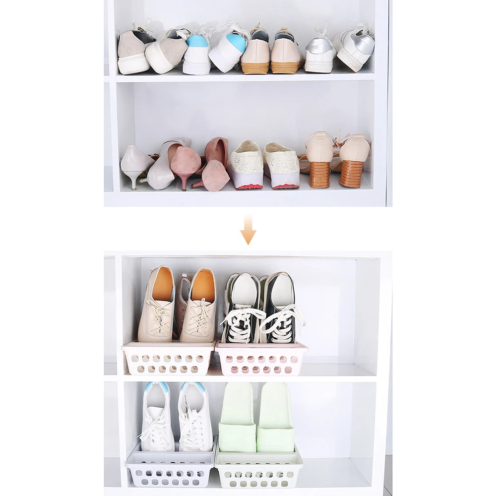 Plastic Shoe Rack Durable Shoe Basket Organizer Footwear Support Storage Stand Space Saving Cabinet Closet Stand Shoes Holder