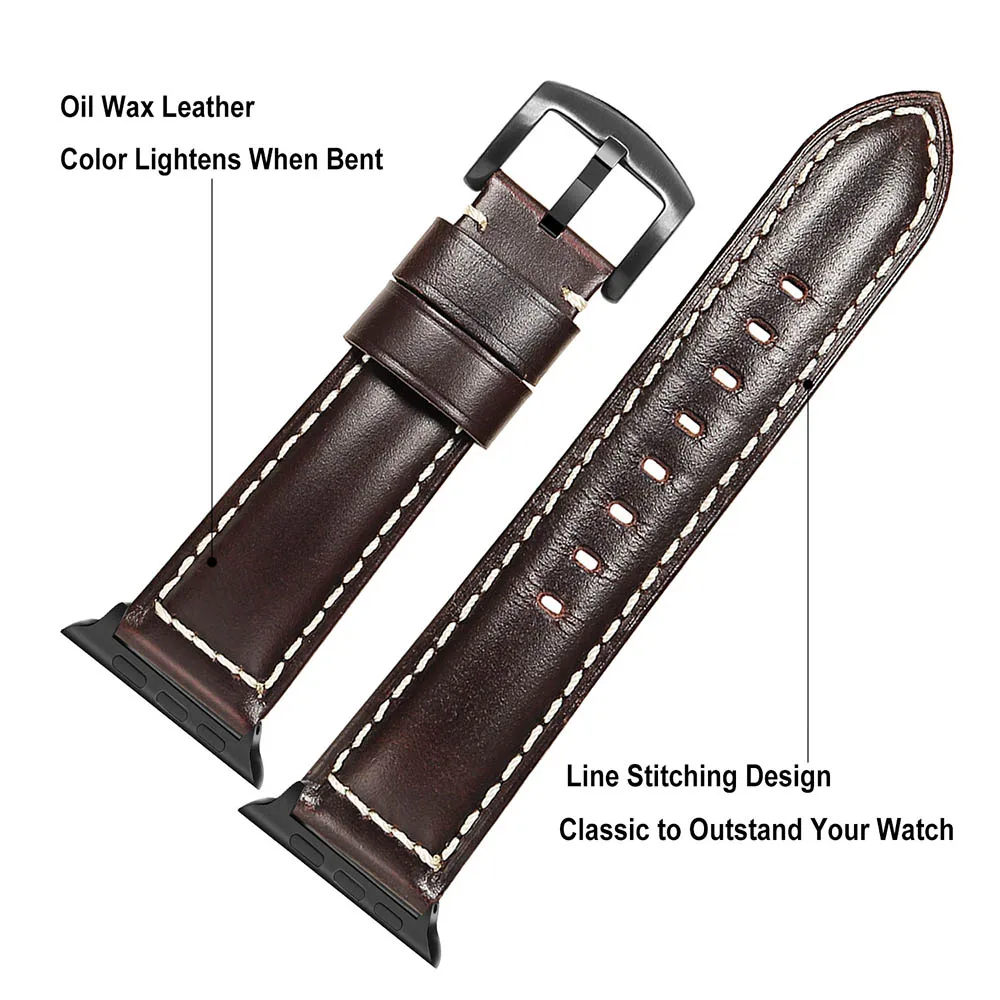 Dark Brown B Кожаный ремешок для часов iWatch Apple Watch 38 мм 40 мм 42 мм 44 мм серии 5 4 3 2 1 коричневый ремешок браслет - Цвет ремешка: Dark Brown B