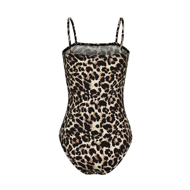 

AIIOU Sleeveless Sexy Body Suits for Women Summer Romper Leopard Print Backless Bodysuit Romper Body Tops Women Clothing