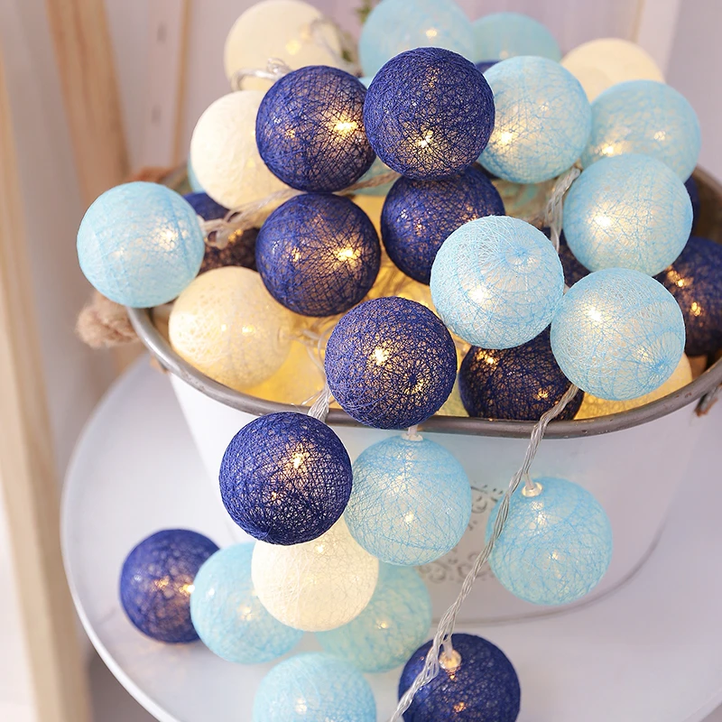 

Garland String Lights 20 LED Cotton Ball Fairy Lighting Strings for Holiday Christmas Party Wedding Romantic Decorations Lights