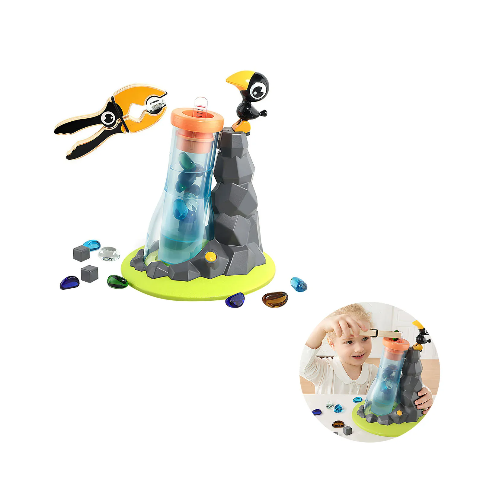 

Children Crow Drinking Water Clip Bead GameKids Color Cognitive Clip Sound Effect Small Stone Toys Table Game Educational Toys
