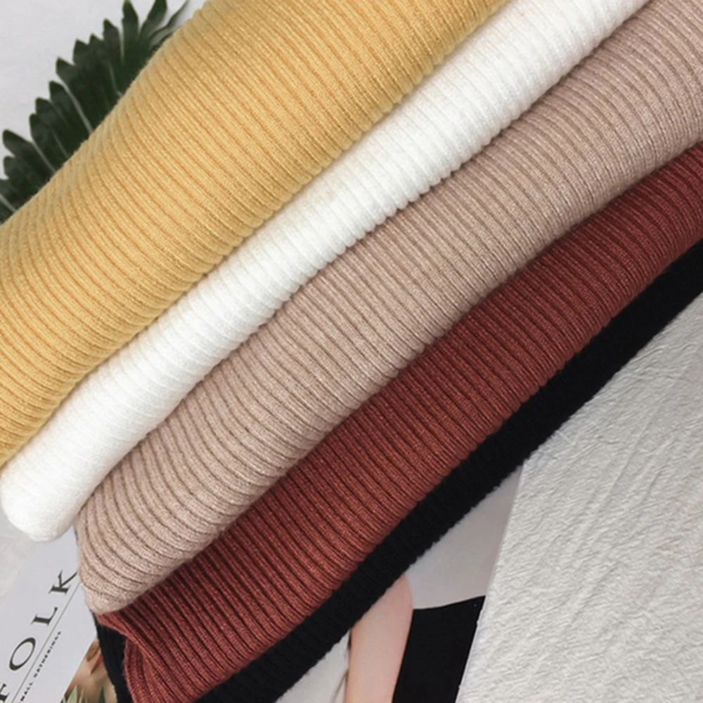 Женский свитер пуловер базовый ребристый вязаный хлопковый топ Одноцветный