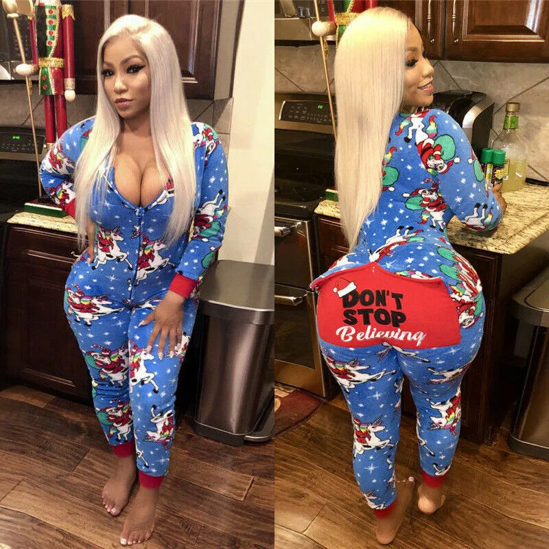 Женский Рождественский комбинезон пижама Клубная облегающая одежда для отдыха