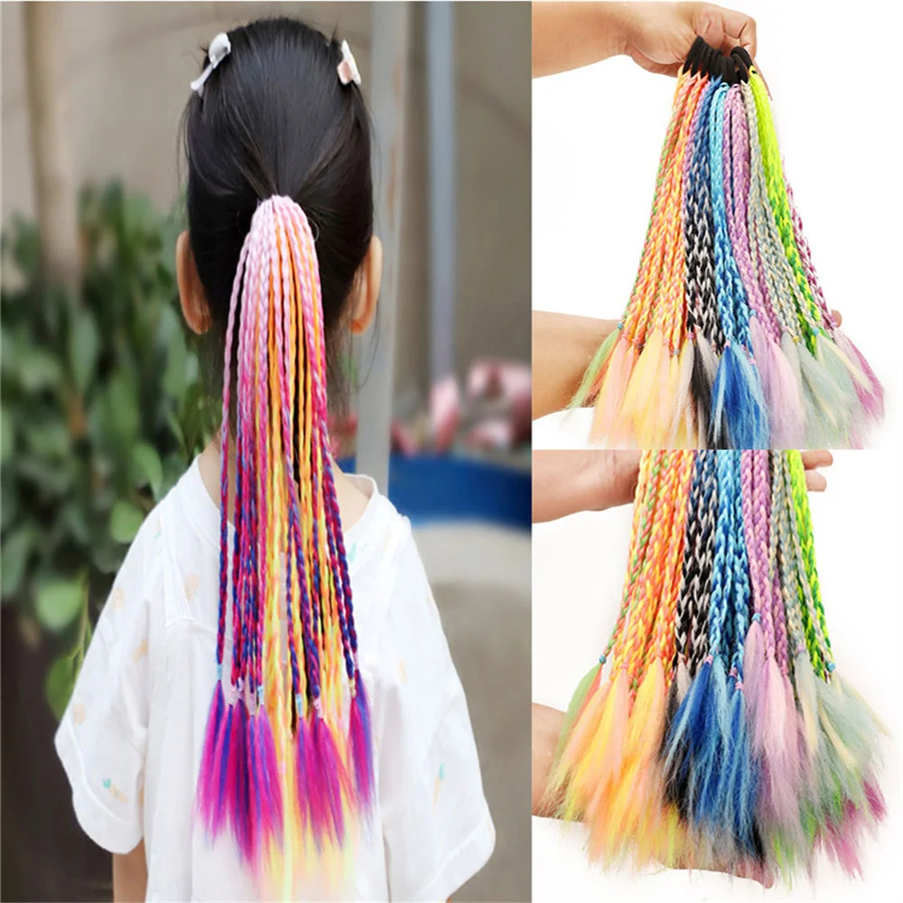 

New Girls Elastic Hair Band Rubber Thicker Hair Accessories Wig Ponytail Hair Ropes Kids Twist Braid Rope Headdress Hair Braider