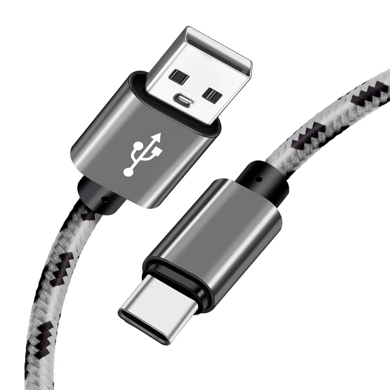 Gray Usb type-C кабель 2.4A Быстрая зарядка type-C нейлоновый USB кабель для samsung S9 S8 Note 9 8 huawei Xiaomi Redmi Note 7 USB C шнур для передачи данных - Тип штекера: Gray
