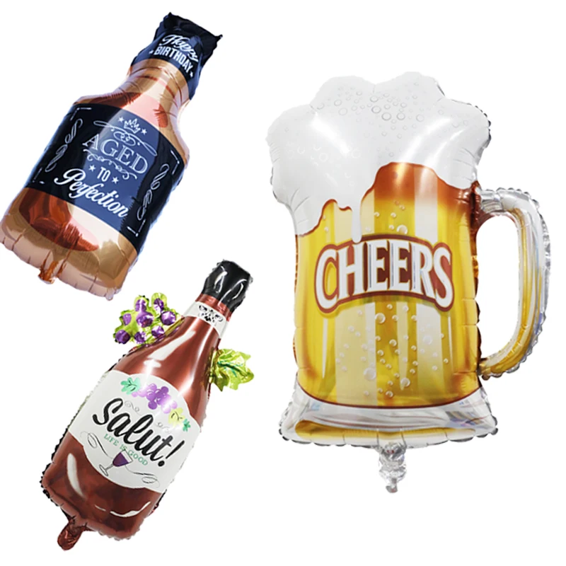 1 шт. стеклянная бутылка для пива на день рождения алюминиевая пленка воздушный
