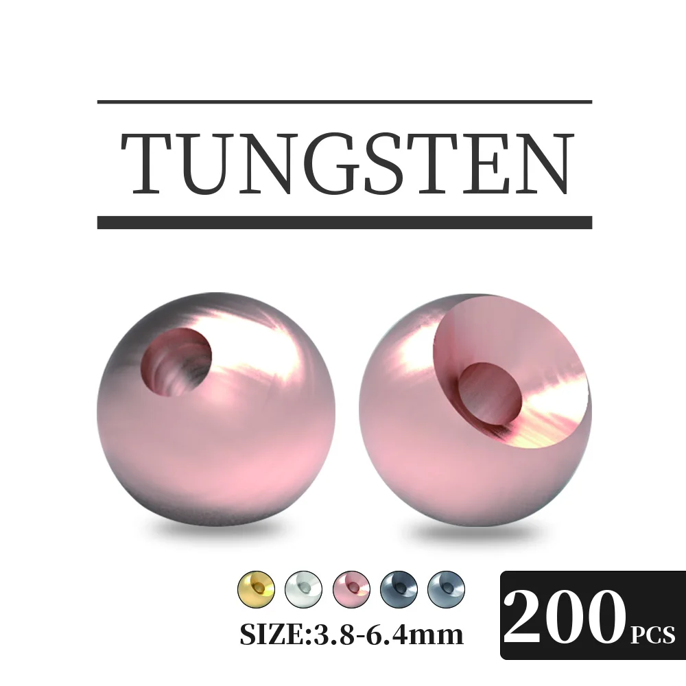 MUUNN-Cuentas de tungsteno avellanadas para moscas, accesorio de electrochapado con cabeza de moscas de ninfa de cuatro colores, 200 piezas, 3,8-6,4mm