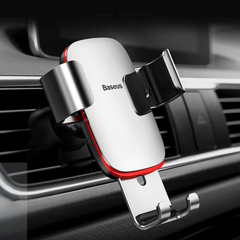 Phone Holder Silver Baseus Air Outlet держатель для телефона в автомобиле авто-блокировка гравитационный Автомобильный держатель Универсальный держатель для телефона подставка крепление для iPhone 11 Pro X Xs 7 - Цвет: Phone Holder Silver