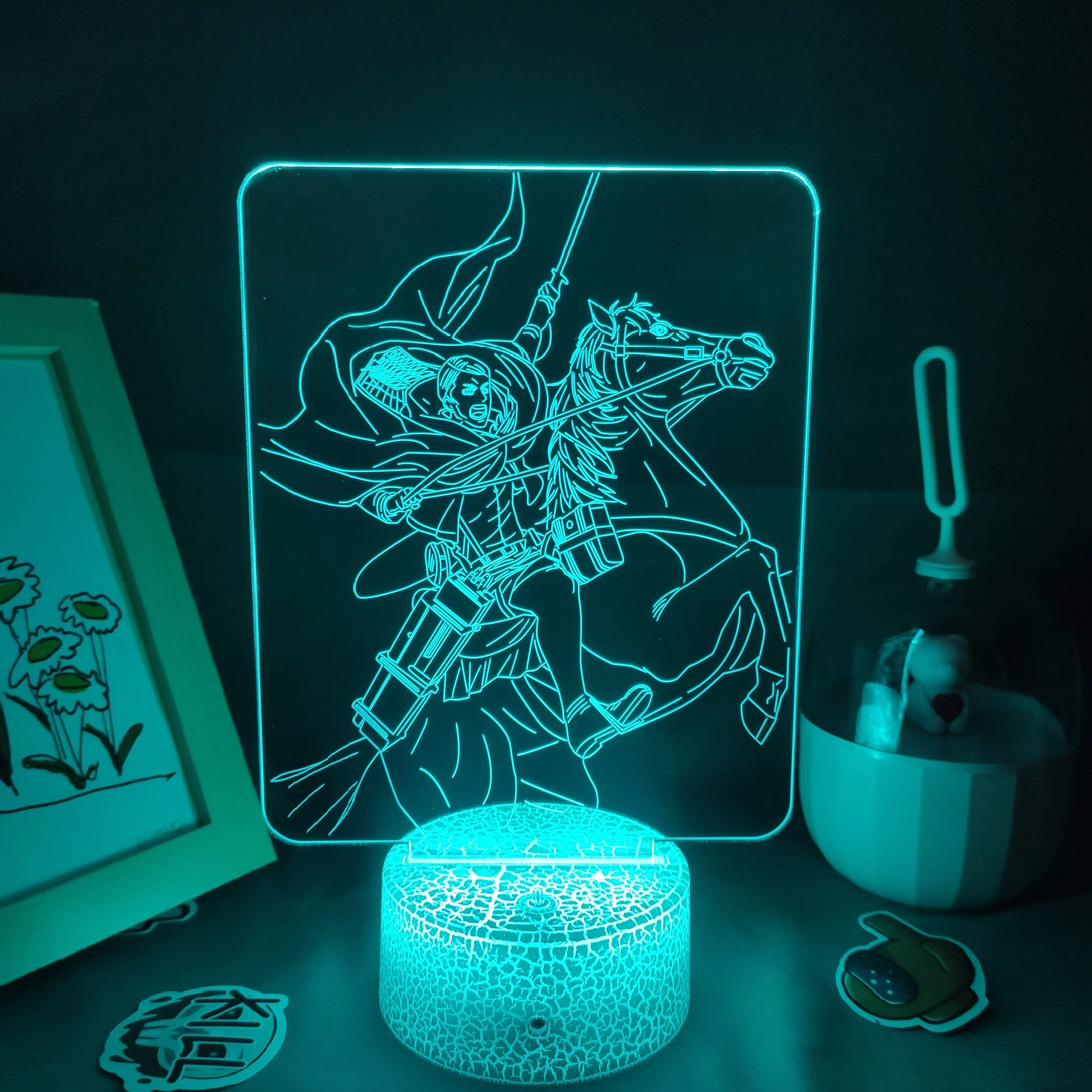 

3D Led Anime Figure Erwin Smith Night Lights Fun Gift For Friend RGB Lava Lamp Bedroom Bedside Table Desk Decor Attack on Titan
