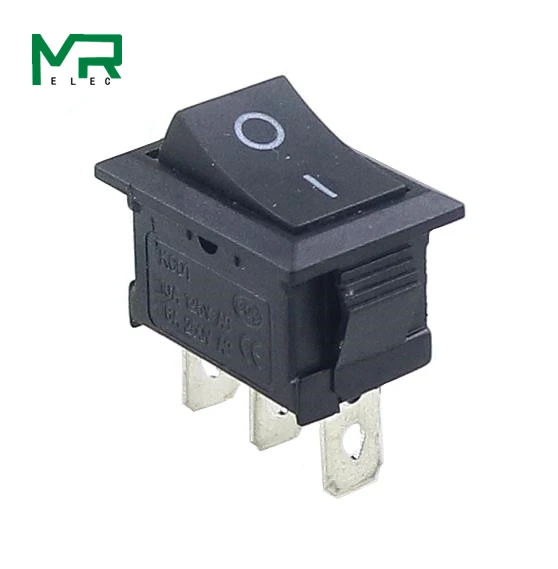 1 шт. KCD1 2PIin 3Pin Лодка Автомобильный кулисный переключатель 6A/10A 250 V/125 V AC красный желтый зеленый синий черный кнопка Лучшая цена KCD1 - Цвет: black   3PIN