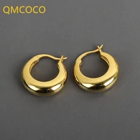 qmcoco silver color earrings temperament geometric circle earrings women contracted trendy party birthday gifts for woman