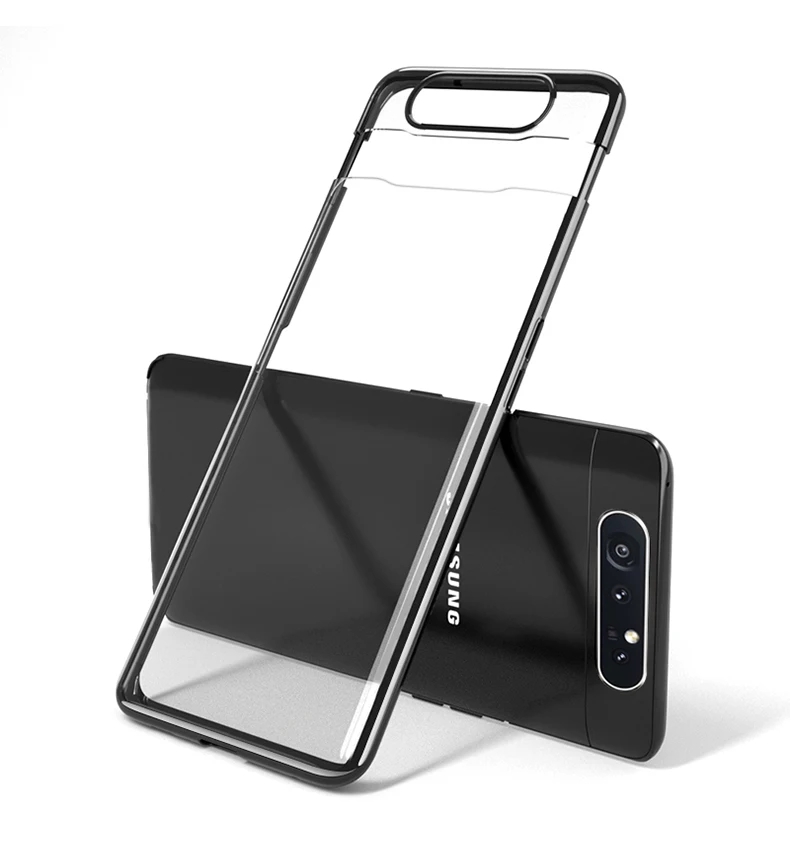 Чехол для samsung Galaxy A80, прозрачный скользящий чехол, роскошный полный защитный противоударный чехол для samsung A80, чехол - Цвет: Черный