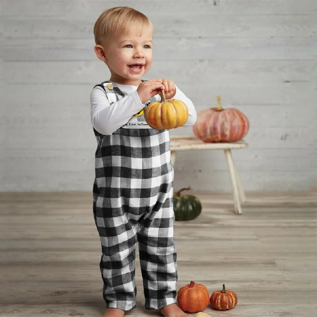 JAYCOSIN/костюм на Хэллоуин для маленьких мальчиков и девочек Комбинезон в клетку с