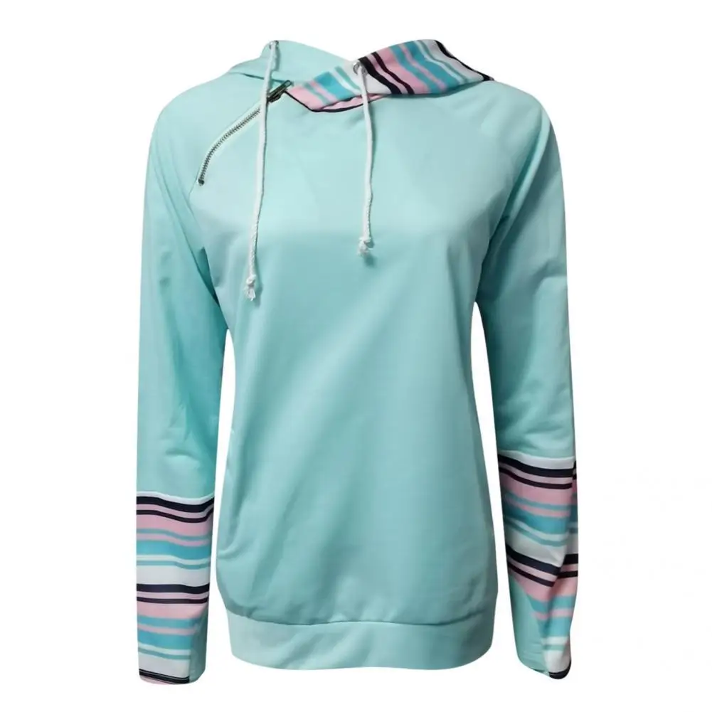 

Patchwork Simple All Match Lady Fall Hoodie Vintage Lady Hoodie Drawstring for Work