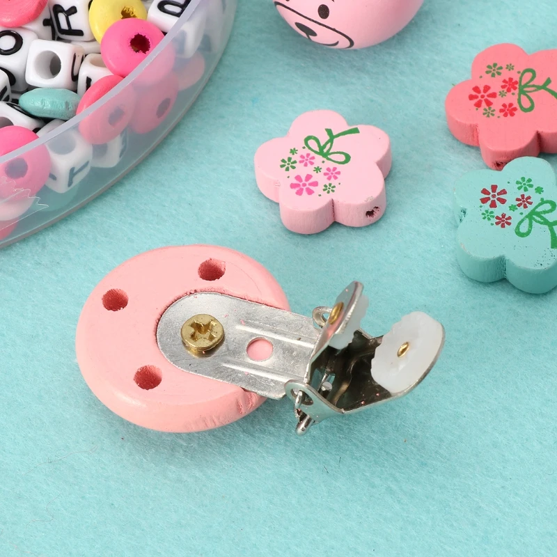 

Baby Pacifier Chain Set Unfinished Wooden Beads Diy Jewelry Pacifier Clips Gift Dropship