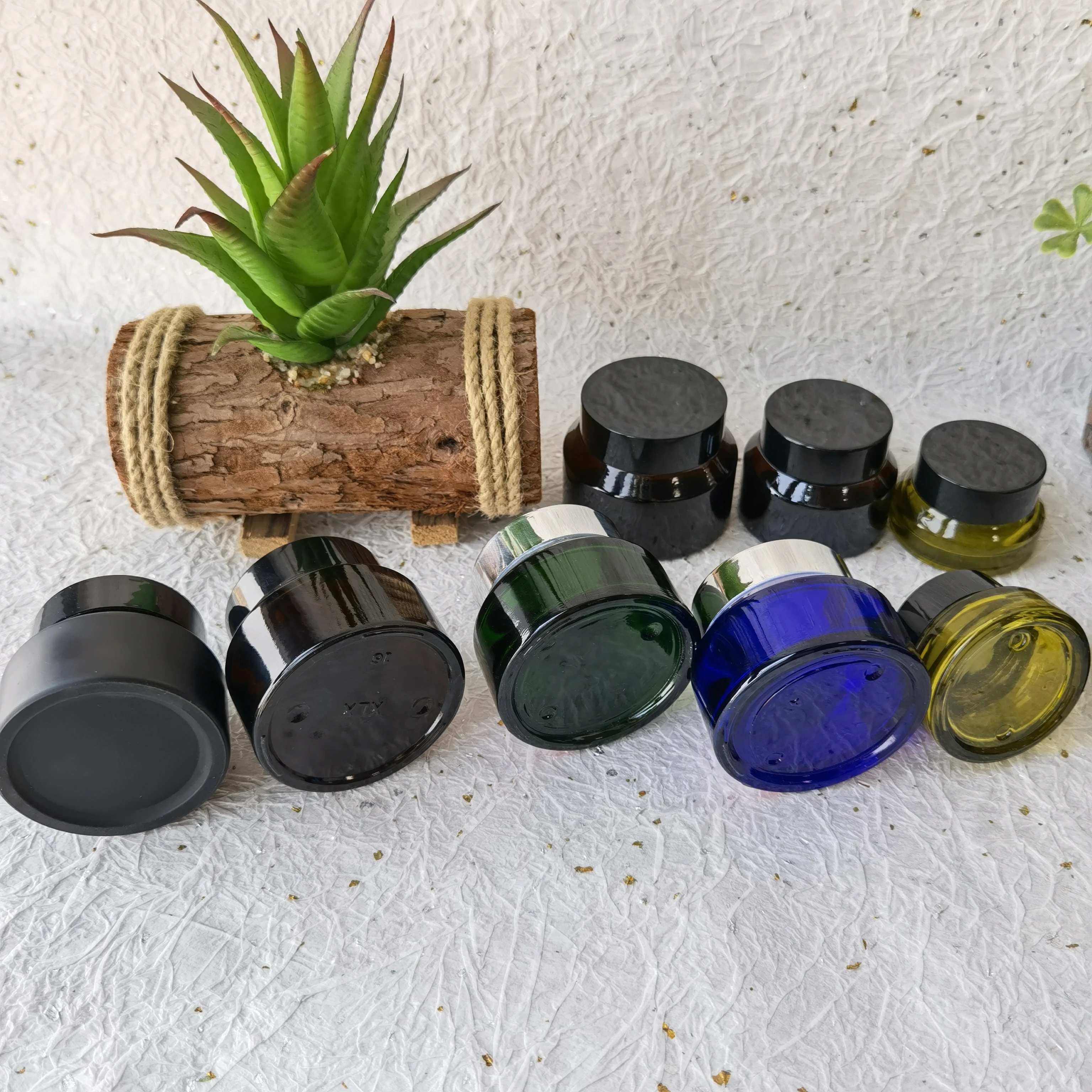 5Pcs 15g 30g 50g Glass Cosmetics Jar Makeup Box Nail Art Storage Pot Container Sample Lotion Face Cream Bottles