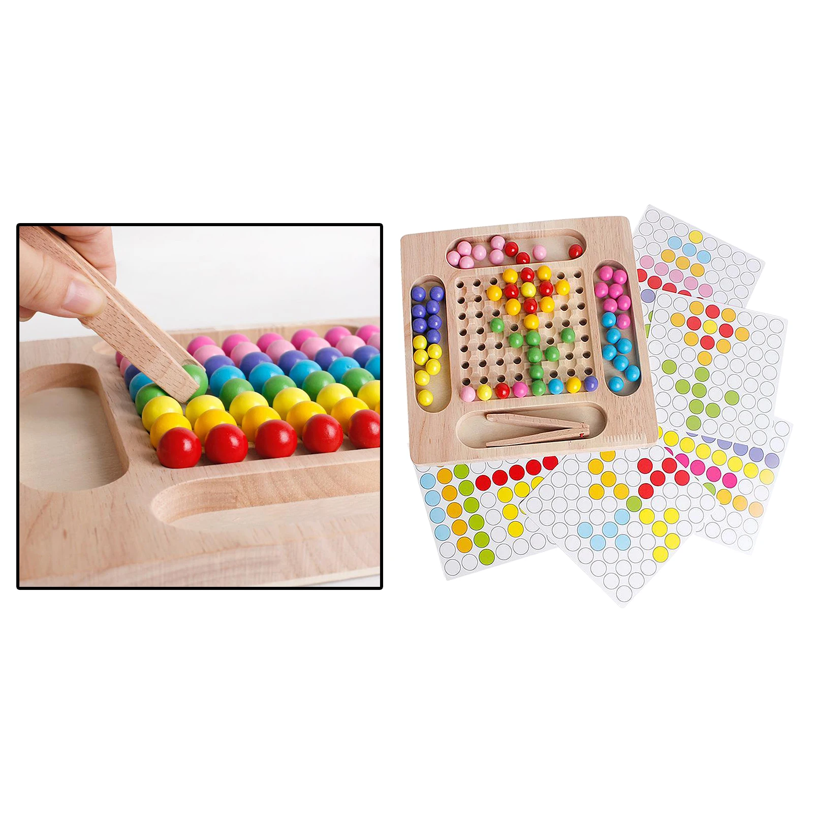 

Wooden Clip Bead Puzzle Game Stacking Toy Birthday Present Boys Girls Teaching Supplies