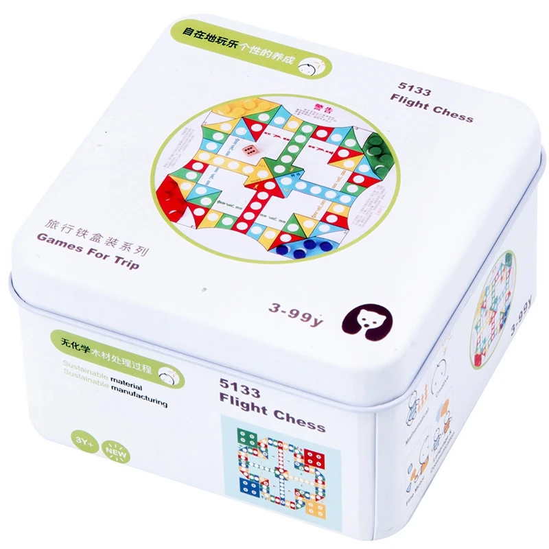 

Portable Game for Trip Iron Box Wooden Educational Early Education Toys 3D Puzzling Square Building Toys