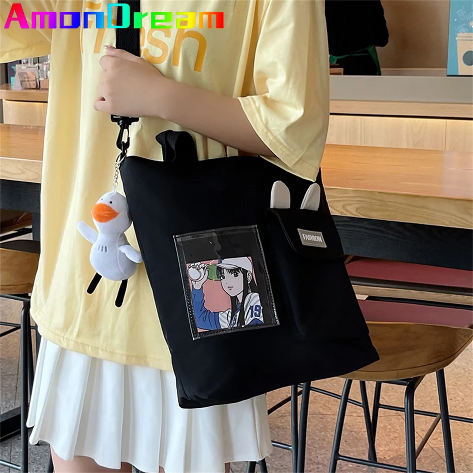 

Nylon Women Handbag Teengers Shoulder Messenger Bags Large Capacity Simple Tote Shopping Sac Students Class Book Bags for Girl