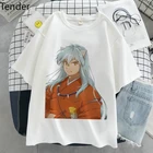 Лидер продаж 2021, футболка с принтом Inuyasha, женская футболка в стиле Харадзюку, футболки в японском стиле аниме, футболки для женщин, футболки Y2k, топы, кавайные