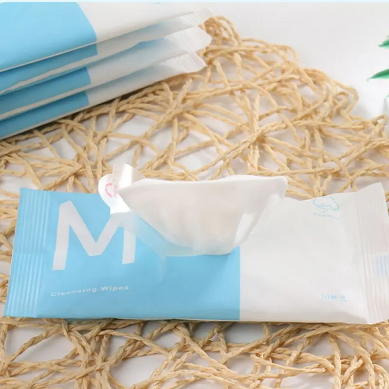 

10Pcs/Bag Portable Disposable Wet Wipes Non-Woven Cotton Cleansing Tissue Towel 203C