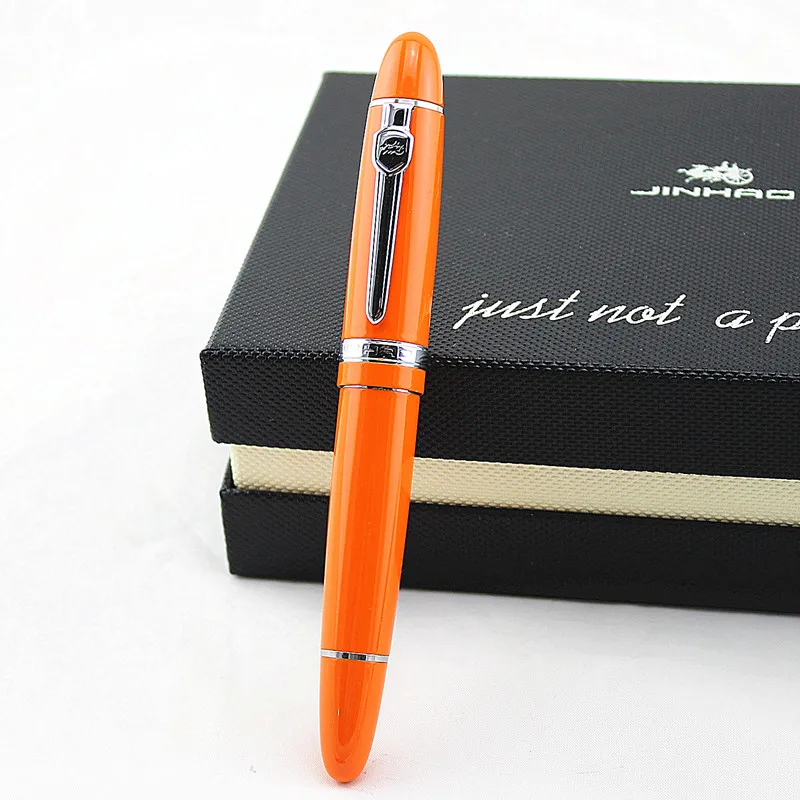 

JINHAO 159 Metal Orange Silver clip Bent Nib Calligraphy Fountain Pen Iridium 1.0mm /0.5mm for Office / Gift