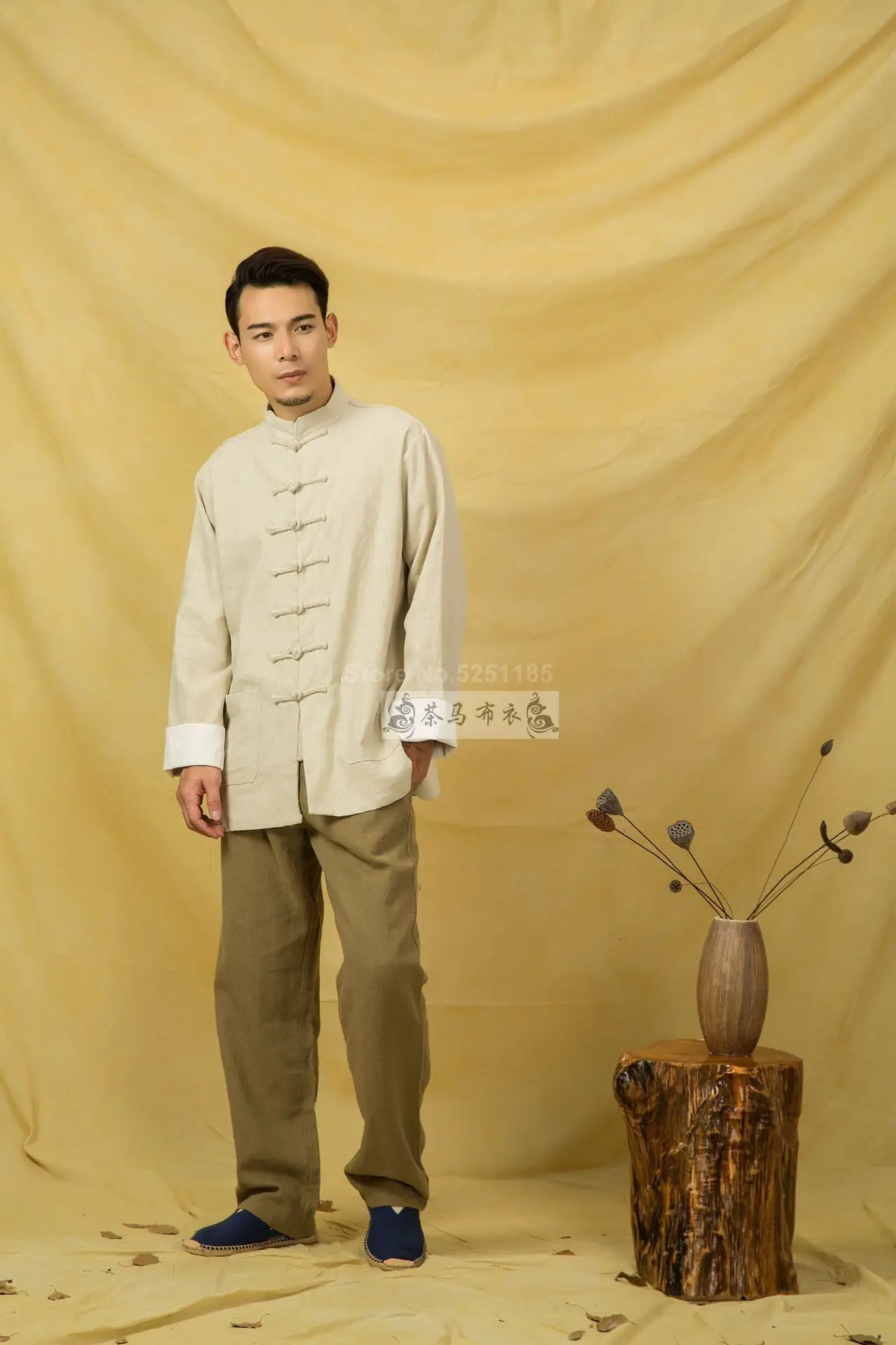 Осенние мужские льняные куртки Hanfu в китайском стиле, традиционные топы, костюм Tang, Свободная блуза с длинными рукавами, Восточная одежда Kung Fu Asia